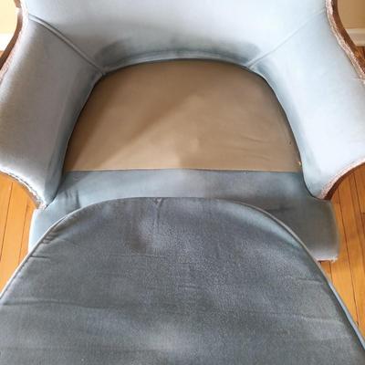 LOT 500: Vintage Wing Back Chair with Floor Lamp