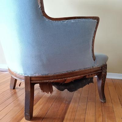 LOT 500: Vintage Wing Back Chair with Floor Lamp