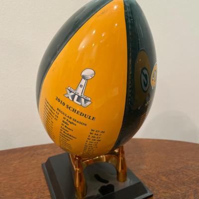 Packers ceramic football and helmet with Stadium replica