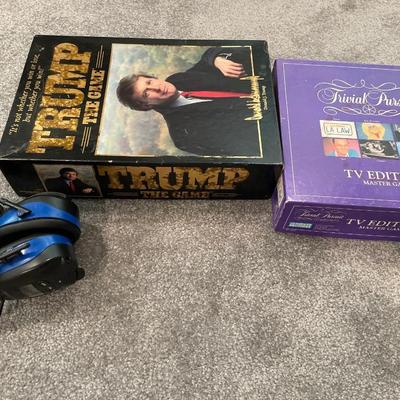 Trump and Trivial Pursuit games with headphones