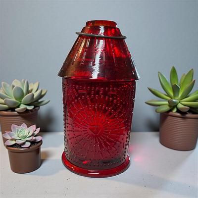 Sale Photo Thumbnail #650: Vintage Viking Glass Paul Revere Glimmer Red Fairy Lamp
Approximately 6.5" tall