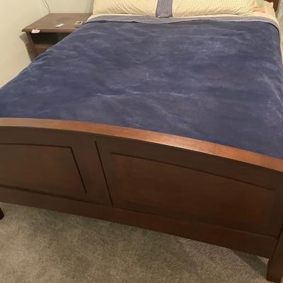 Queen mattress with frame and bedding