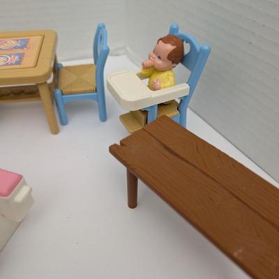 Vintage 1990s Fisher Price Dream Dollhouse Furniture Lot with Family and Accessories