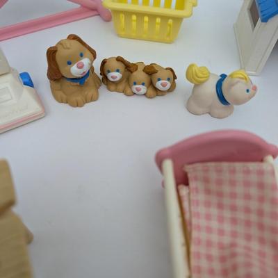 Vintage 1990s Fisher Price Dream Dollhouse Furniture Lot with Family and Accessories