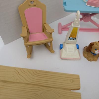 Vintage 1990s Fisher Price Dream Dollhouse Furniture Lot with Family and Accessories