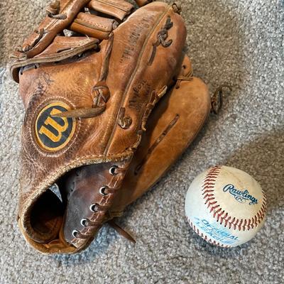 Baseball glove and ball