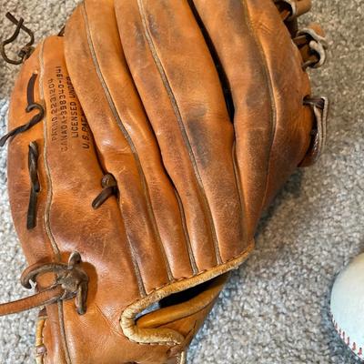 Baseball glove and ball