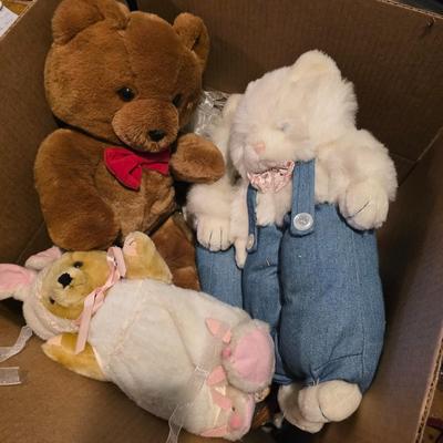 Box of stuffed animals