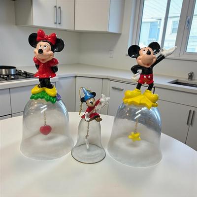 Sale Photo Thumbnail #709: Walt Disney Mickey and Minnie Mouse Crystal Bells  Set Of 3