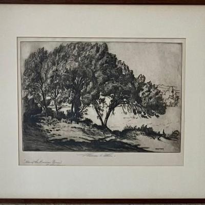 William Wilke Etching Of The Russian River