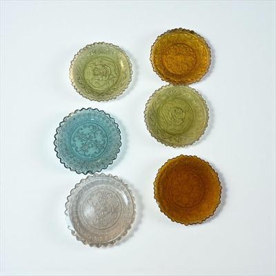 Sale Photo Thumbnail #725: Vintage Imperial Glass Americana Cup Plates Set of 6 in assorted colors