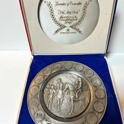 Sale Photo Thumbnail #734: We Are One Bicentennial Commemorative Pewter Plates  Set Of Five  In the original box with COA
Plate Number 2,3,4,5,6