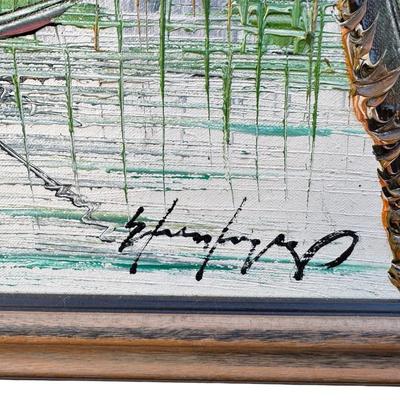 Vietnamese “river village” scene -Oil