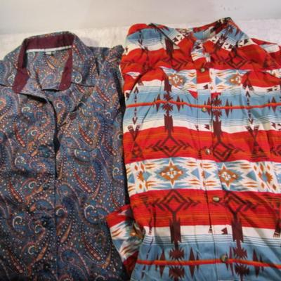 2 women's button-down long-sleeve shirts