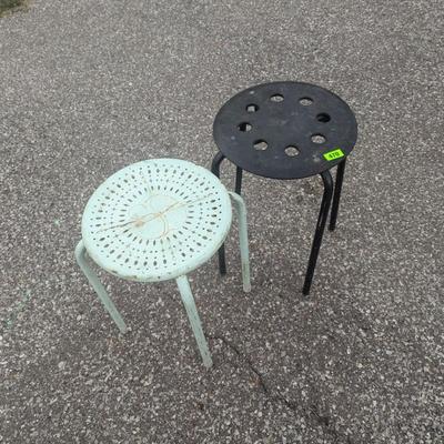 2 metal plant stands or small stools