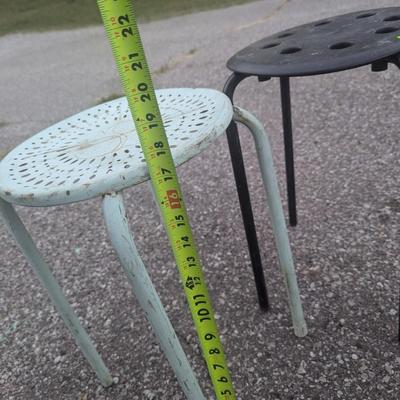 2 metal plant stands or small stools