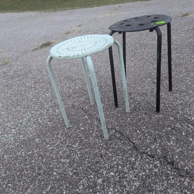 2 metal plant stands or small stools