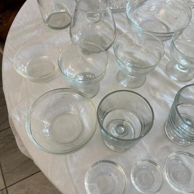 Sale Photo Thumbnail #1130: Assorted Clear Glass Serving Items    Total of 30 Pieces