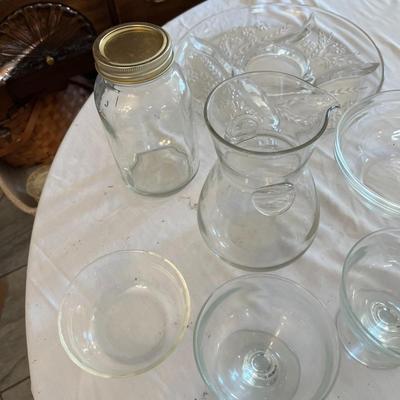 Sale Photo Thumbnail #1131: Assorted Clear Glass Serving Items    Total of 30 Pieces