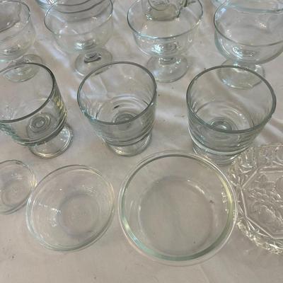 Sale Photo Thumbnail #1135: Assorted Clear Glass Serving Items    Total of 30 Pieces