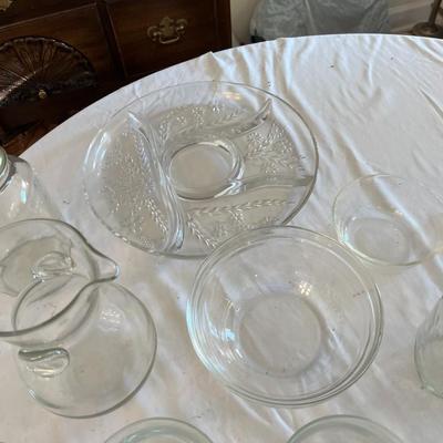 Sale Photo Thumbnail #1132: Assorted Clear Glass Serving Items    Total of 30 Pieces
