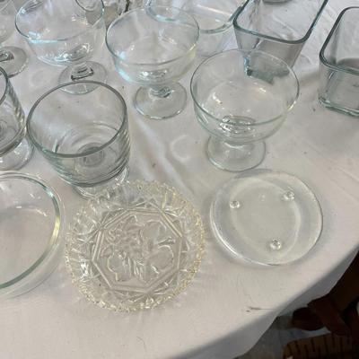 Sale Photo Thumbnail #1139: Assorted Clear Glass Serving Items    Total of 30 Pieces