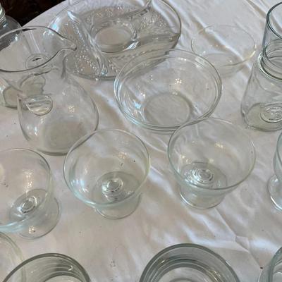 Sale Photo Thumbnail #1133: Assorted Clear Glass Serving Items    Total of 30 Pieces