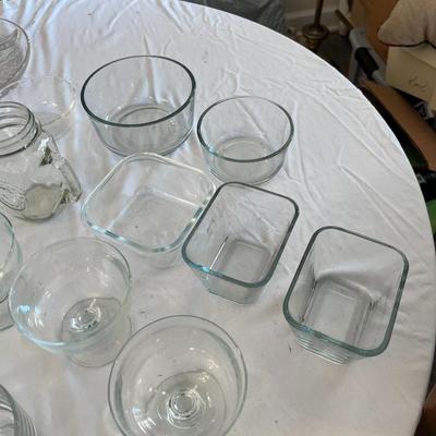 Sale Photo Thumbnail #1138: Assorted Clear Glass Serving Items    Total of 30 Pieces