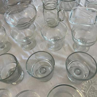 Sale Photo Thumbnail #1136: Assorted Clear Glass Serving Items    Total of 30 Pieces
