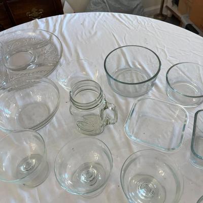 Sale Photo Thumbnail #1137: Assorted Clear Glass Serving Items    Total of 30 Pieces