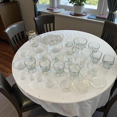 Sale Photo Thumbnail #1140: Assorted Clear Glass Serving Items    Total of 30 Pieces