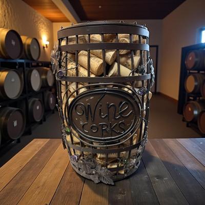 Sale Photo Thumbnail #1170: Cork Cage Wine Barrel Holder Full of Wine Corks
Approximately 10" tall