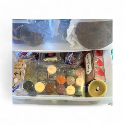 Sale Photo Thumbnail #1202: Candles, Candles and More  Includes Plastic Cabinet