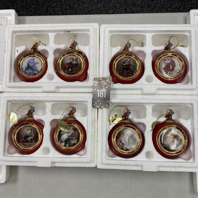 Sale Photo Thumbnail #140: Auction Number 181
Scenes are:
Santa Christmas List
Santa Consulting globe
Santa reading mail
Extra good boys and girls
Grandfather and boy on rocking horse
Grandfather and snowman
In the Christmas spirit
Is He coming? 
Excellent condition