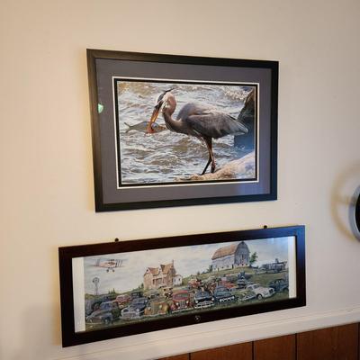 Lot of 10 Framed Photographs Wildlife Eagles , Owls , Cars