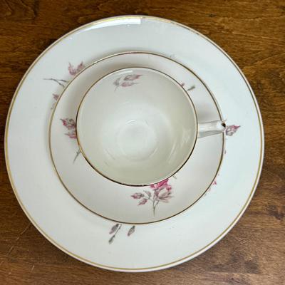 Vintage STAFFORSHIRE 3 pc Tea Set - small plate with teacup & saucer pink roses