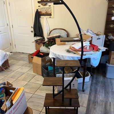 Sale Photo Thumbnail #1255: Metal and Wood Multi Tiered Floor Stand Plant Stand Choice #2
Approximately  17"X66"