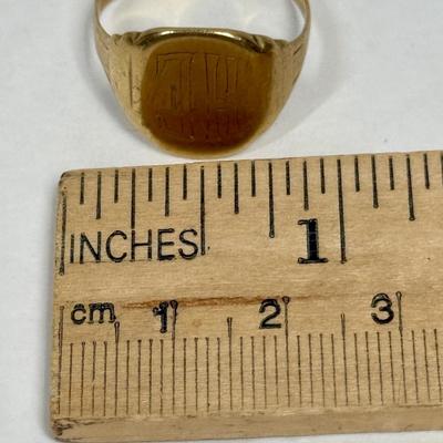 Vintage Gentlemen's 10K gold Signet Ring Monogramed with "HE"