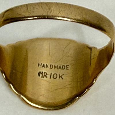 Vintage Gentlemen's 10K gold Signet Ring Monogramed with "HE"
