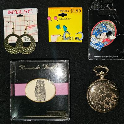 Sale Photo Thumbnail #358: Vintage Jewelry Lot | Disney, 80s, Barlow, Gold Stopwatch