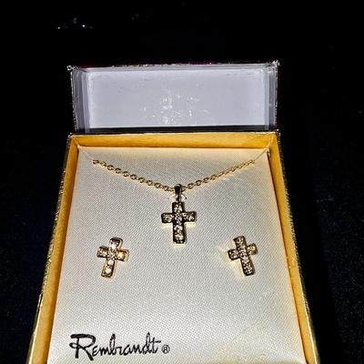 Sale Photo Thumbnail #301: Vintage New Rembrandt Gold Diamond Earrings & Gold Diamond Necklace Set