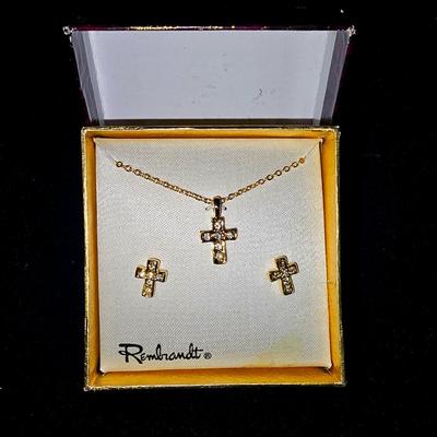Sale Photo Thumbnail #300: Vintage New Rembrandt Gold Diamond Earrings & Gold Diamond Necklace Set