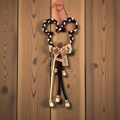Sale Photo Thumbnail #1323: Disney Velvet Mickey Ears Jingle Bells Wall Hanging 
Approximately 20" Tall