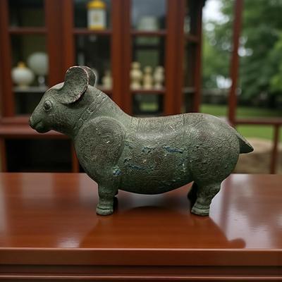 Sale Photo Thumbnail #1329: Replica of an Ancient Chinese Bronze Figure or a Tapir.  Some Damage See Photos
