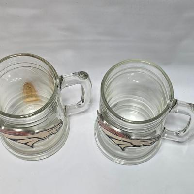 Two Denver Broncos Macho mugs with a collectible Officially Licensed NFL Denver Product in a quill pen box