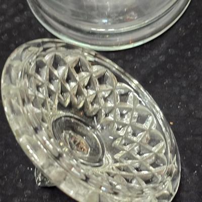 Fun glassware Vintage Jeanette Donkey Powder Jar - Victoria ceramics cats in a basket planter - glass Apothecary jar