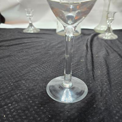 Vintage etched glassware - blown glass water pitcher with glasses and more
