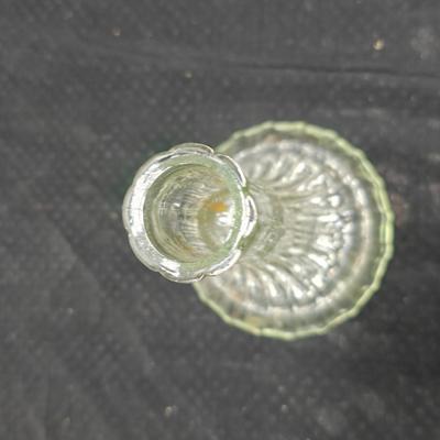 Vintage etched glassware - blown glass water pitcher with glasses and more