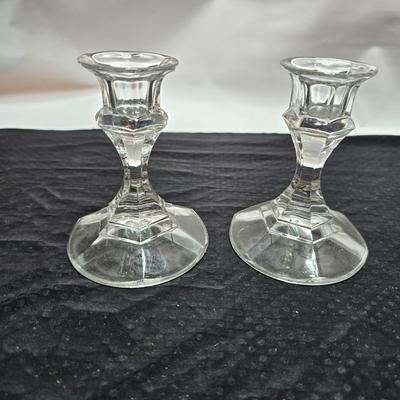 Vintage etched glassware - blown glass water pitcher with glasses and more