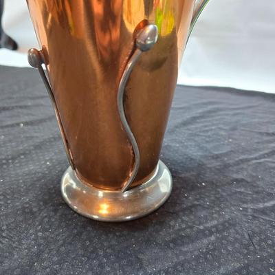 Vintage Benedict Art Studios Lotus Bud #4011 Copper Pewter Pitcher in excellent vintage condition